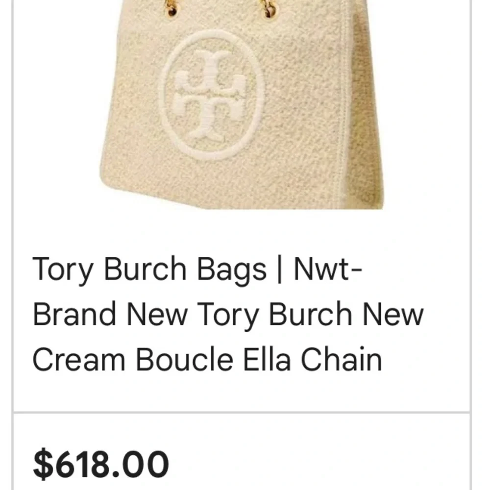 Tory Burch- Ella Boucle Chain Tote, “New Ivory”, NO LONGER AVAILABLE IN STORES